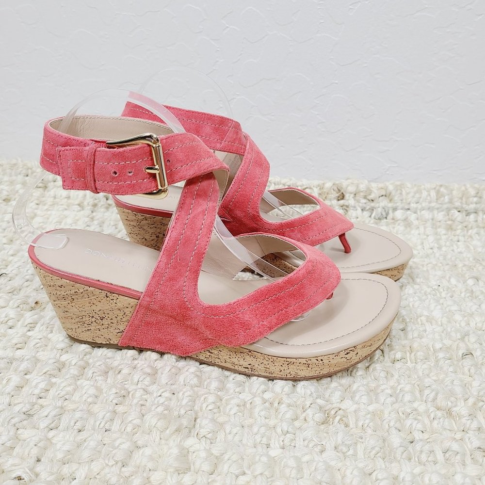 Donald J Pliner Leather Ankle-Strap Coral Alma Wedge Heels - Picture 4 of 8